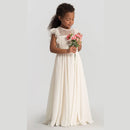 Chiffon Flower Girl Dresses Hollow Lace Kids Weddings Gowns Junior Bridesmaid Dress 4-13 Years