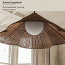 Simple Retro Rattan Pendant Light Nordic Designer Hanging Chandelier Table Bedroom Lighting Lamp