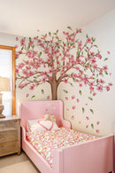 Pink Flower Tree Wall Stickers Home Decoration Removable Wallpaper Kids Room Girl Bedroom Wall Art Mural Decal