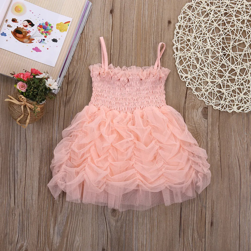 Summer Girl Dress Birthday Party Princess Dress Children Pleated Gown Flower Girl Wedding Tutu Fluffy Dress