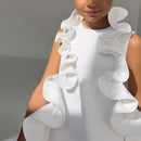 Summer Spanish Princess Evening Gown Ruffles Sleeveless Design Birthday Baptism Party Girls Dress