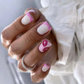 Flower Full Cover Nail with Pearl Design Mid-length Ballet False Nails Press on Square Fake Nail Tip