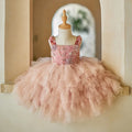 Baby Girls Princess Beading Evening Dress Children Bow Wedding Ball Gown Kids Luxury Infant Dresses