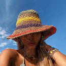 Girl Sun Hat Wide Brim Floppy Summer Hats For Women Beach Panama Straw Dome Bucket Hat Femme Shade Hat