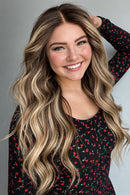 Dark Roots Blonde Brown Ombre Wavy Wig Lace Front Wig for Women