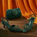 Rhinestone high heel shoe And Bag Pointed-Toe Shoes