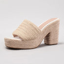 Women hemp rope platform sandals braided grass summer waterproof high heels