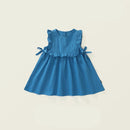 Children Clothing, Girls Sleeveless Dress Summer Children Version Lace Blue Vest Skirt