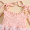 Baby Girl Romper Dress Outfit Tie-up Embroidery Flower Rompers with Bowknot Hairband