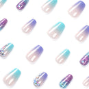 24 PCS short ballet-shaped French gradient Flash Drill nails
