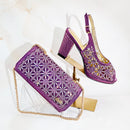 Luxury Rhinestone Peep Toe Women High Heel Shoe and Bag Set for Women Perfect for Parties