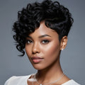 Short Pixie Cut Wig Human Hair Wigs for Women Human Hair with Side Bangs Curly Layered Virgin Pixie Wigs