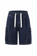 Men Denim Shorts Loose Fit Casual Denim Shorts with Elastic Wasit Drawstring Summer Shorts