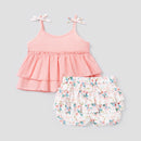 Toddler Girl Layered Camisole and Floral Elasticized Shorts Set