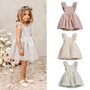 Summer Princess Sundress for Baby Girls Sleeveless Lace Plain England Stylish Dress for Children Toddlers Birthday Dresses