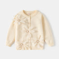 Baby Girls Cotton Sweaters Autumn Winter Kids Pearl Mesh Flowers Design Cardigan Coat Toddler Knitted Top