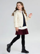 Little Girls Puffer Winter Jacket Toddler Girls Faux-Down Fleece Lined Mid-Weight Cute Water-Resistant Coat