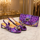 Women Italian Shoes and Bags Set with Rhinestone Shoe and Bag Set