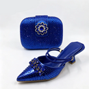 Autumn Royal Blue Color Shoes and Bag Set Special Design for Wedding Party