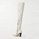 Western Women Boots Genuine Leather Heels Winter Shoes Ladies Long Chelsea Boot