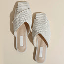 Women Flats Slippers Designer Square Toe Mules Shoes Summer Slides Elegant Dress