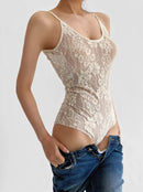 Lace With Lining Backless Spaghetti Strap Bodysuit Woman Sling Tight Short Jumpsuit Slim fit Rompers Playsuits