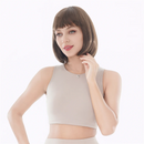 Bob Short Straight Brown Swept Bangs Full Synthetic Wig