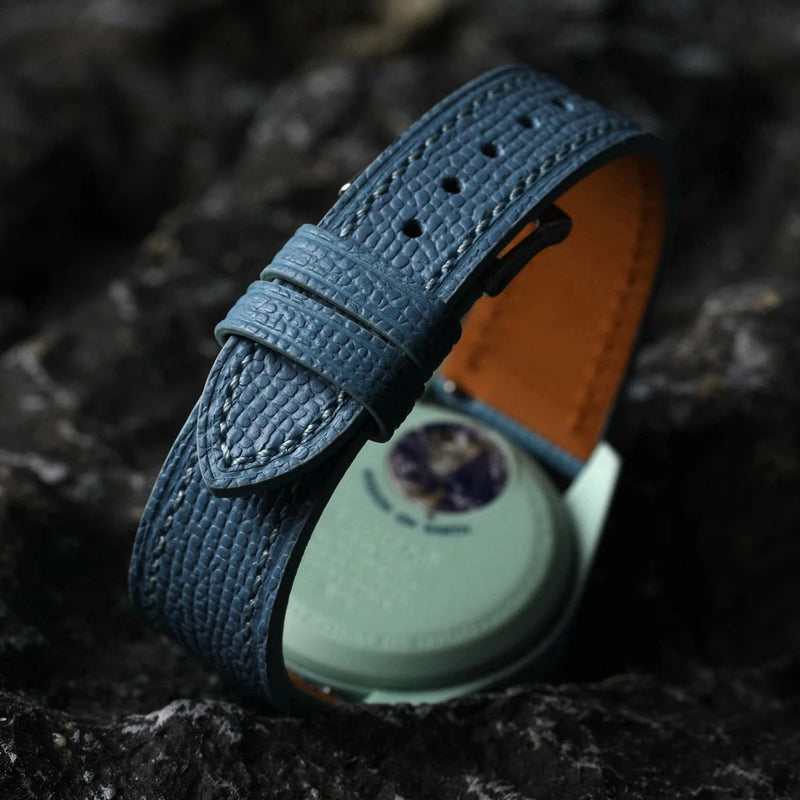 Handmade Glacier Blue Genuine Leather Strap Soft and Ultra-thin Head Bracelet