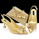 Women's Pointed Toe Shoes and Bag Flower Decoration Simple and Elegant Party Style Suitable for Party and Daily Use