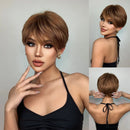 Blonde Short Hair Wigs Fluffy Pixie Cut Synthetic Wig Women Heat Resistant