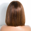 Chocolate Brown Short Straight Bob Human Hair Wig With Bangs For Women Glueless Bob Wig