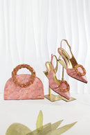 women's shoes with garland diamond clutches pointed shoes wedding shoes and bag