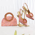 women's shoes with garland diamond clutches pointed shoes wedding shoes and bag