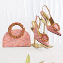 women's shoes with garland diamond clutches pointed shoes wedding shoes and bag