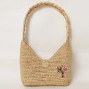Embroidered Women Shoulder Bags Handmade Woven Straw Handbag Casual Summer Beach Bag Small Tote Bali Purse