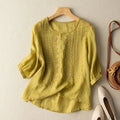 Women's T Shirt Casual Summer Cotton Linen Solid Loose Blouse