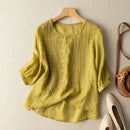 Women's T Shirt Casual Summer Cotton Linen Solid Loose Blouse