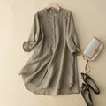 Women Linen Embroidery Blouses Half Sleeve Summer Long Shirts Breathable Female Blouses