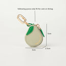 Mini fruit Coin Purse genuine leather Charm with Keychain Sweet peach mini pouch for airtag women girl gift