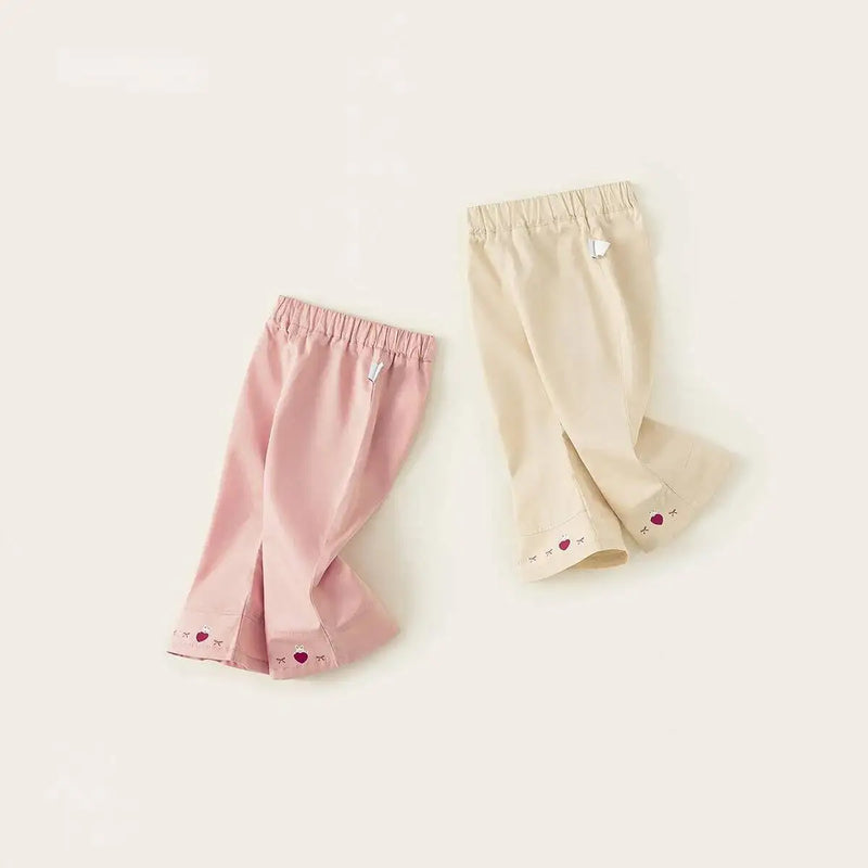 Spring Autumn Children Pants 1-10Y Girls Cotton Cartoon Bell-bottoms Casual Flare Trousers