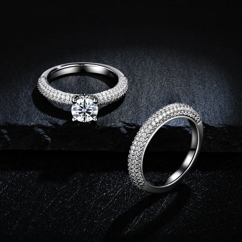 6.5MM Couple Ring for Women Round Cut Diamond Wedding Ring Set for Gift