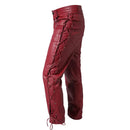 Pants Men's Biker Faux Leather Trousers Red Casual Pant