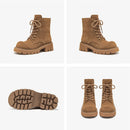 Ankle Boots Women Suede Lace up Platform Outdoor Short Booties Female