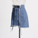 Drawstring Lace-Up Mini Denim Shorts Skirts Women Summer Streetwear