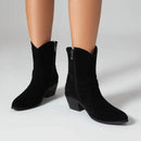 Women Ankle Boots Round Toe Heels Booty