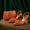 Rhinestone high heel shoe And Bag Pointed-Toe Shoes