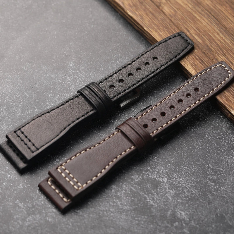 Handmade Fit Pilot Head Strap Men Bracelet Genuine Leather Watchband