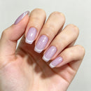 24 handmade square nails Light shimmer aurora line Reusable fresh style for daily and dating wear