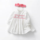 Autumn Girls Clothes Kids Dress Long Sleeve Children Baby Infants Princess Fairy Party Dresses with Hairband White