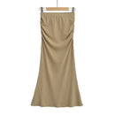 Basic Long Skirt Women Trumpet Vintage Elegant Bodycon Skirts High Waisted Casual Clothing